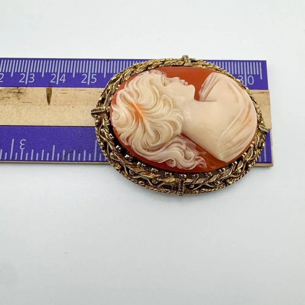 Vintage Cameo Brooch Victorian Elegance Timeless Large Chunky Goth Retro